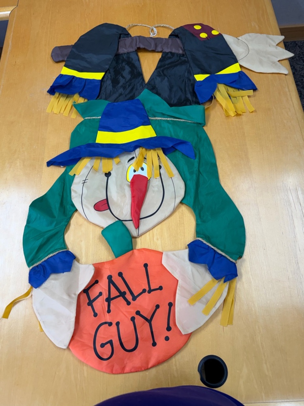 VTG outdoor Nylon Yard Flag Double Sided Fall, Halloween Scarecrow 43”tall
